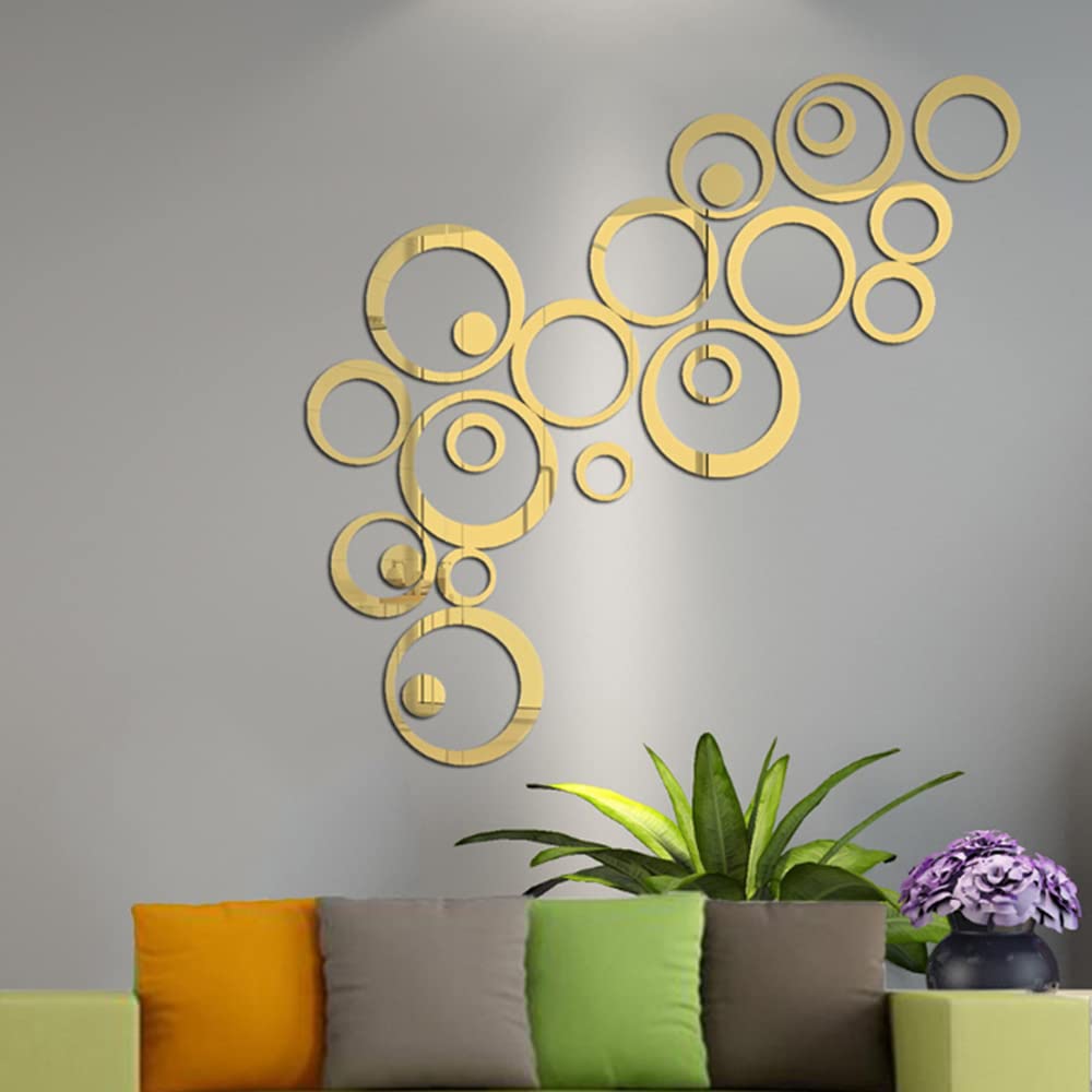 Silver Acrylic Mirror Rings(set of 24) - Wall Decor