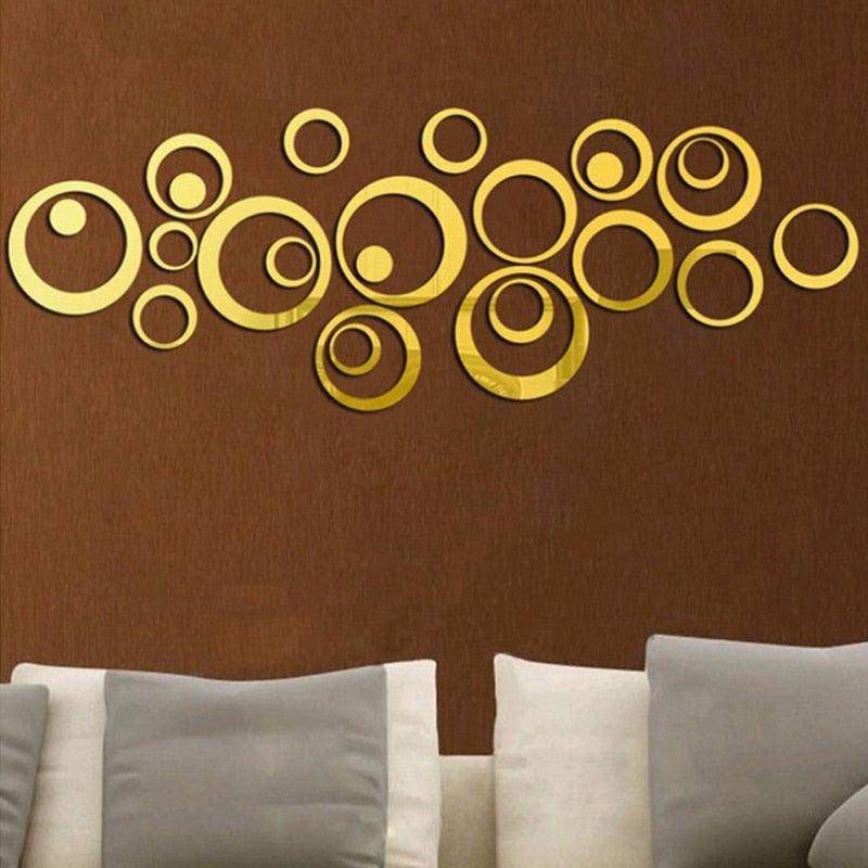 Silver Acrylic Mirror Rings(set of 24) - Wall Decor
