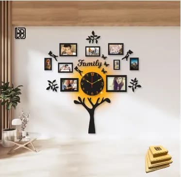 Family Wall Clock with Frames Stylish Quartz Decoration for Home and Office